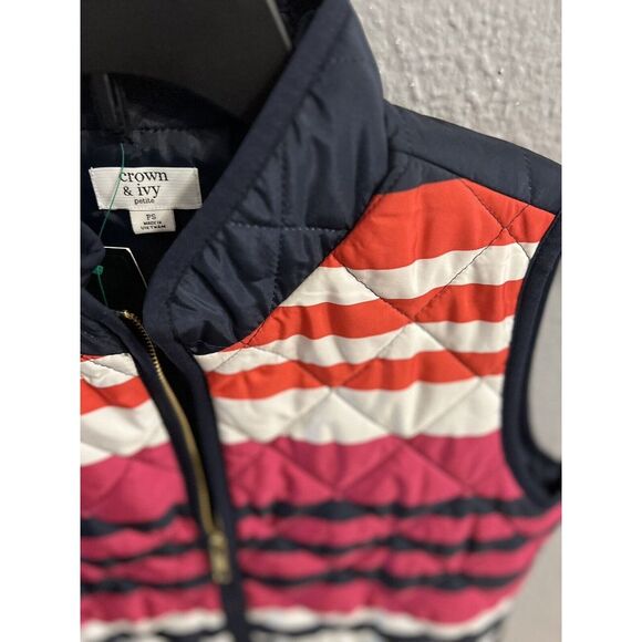 Crown & Ivy Women's Vest Blue Striped Size PS - Picture 3 of 7